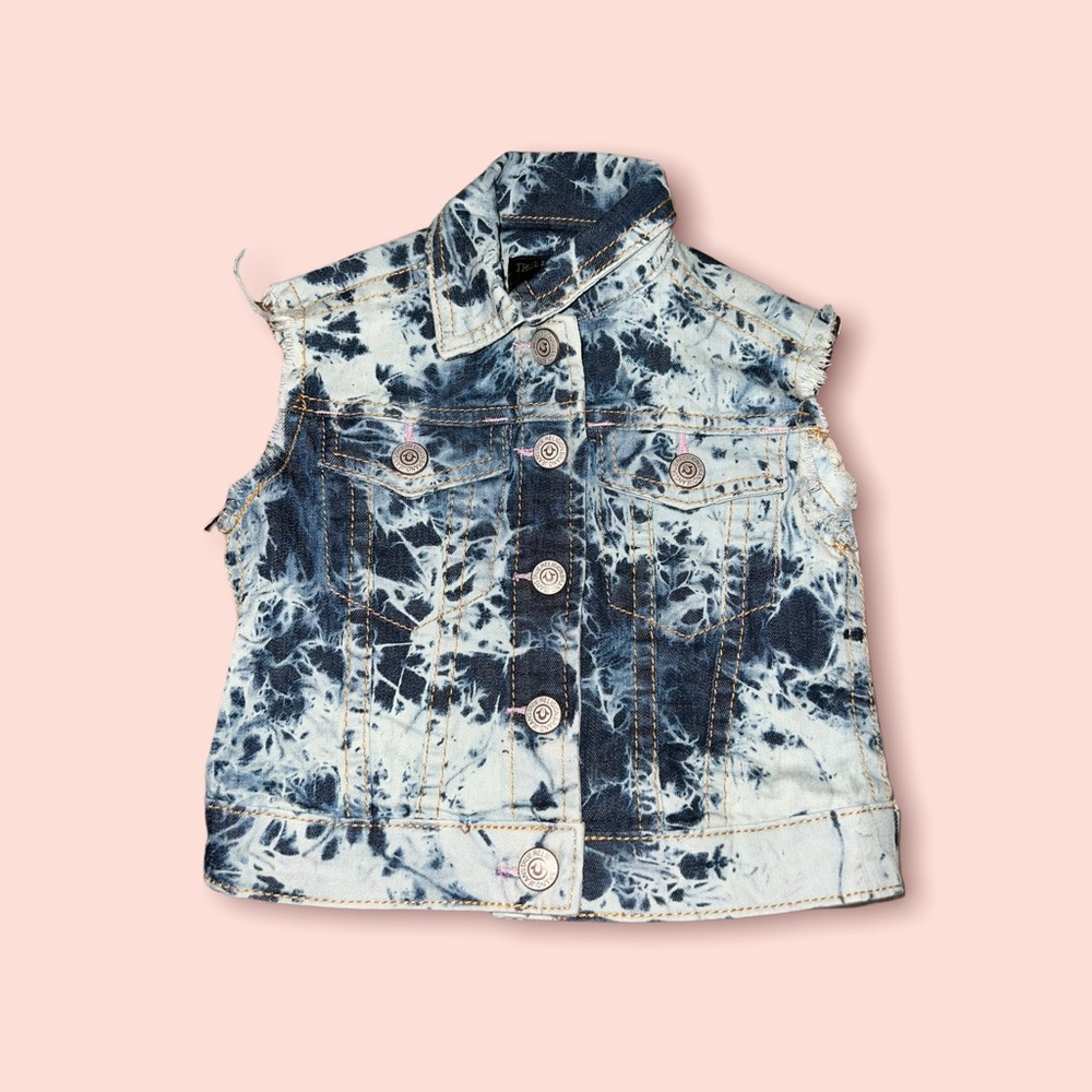 True Religion 2T Bleached Denim Vest